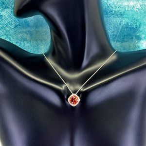 14K Gold Orange Corundum & Diamond Pendant